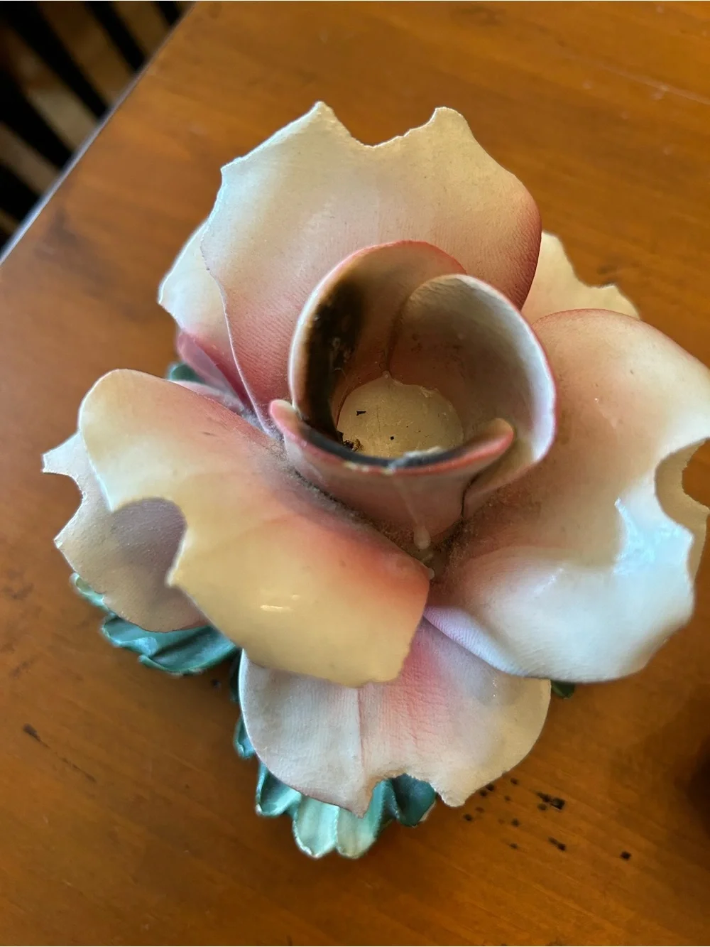 Vintage Italian Porcelain Flower Candle Holders in Pink and Purple - Capodimonte
